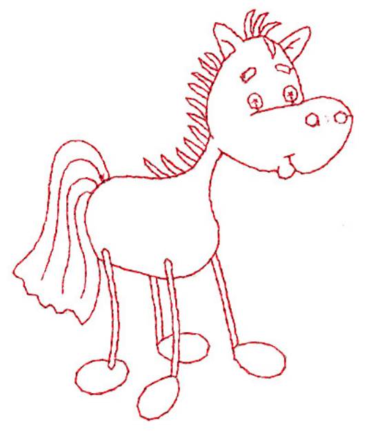 Picture of Horse Redwork Machine Embroidery Design