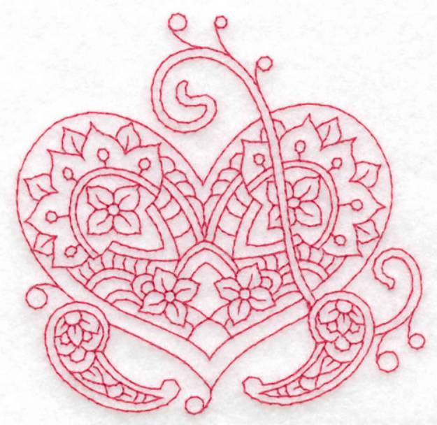 Picture of Embellished Red Heart Machine Embroidery Design