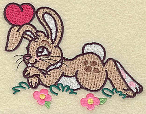 Picture of Bunny Laying In Grass Machine Embroidery Design