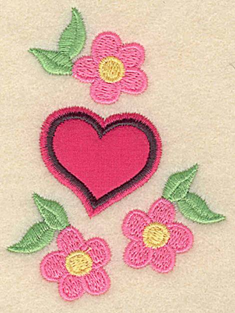 Picture of Flower Heart Applique Machine Embroidery Design