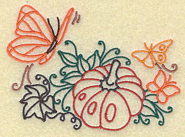 Picture of Butterflies and Pumpkin Machine Embroidery Design