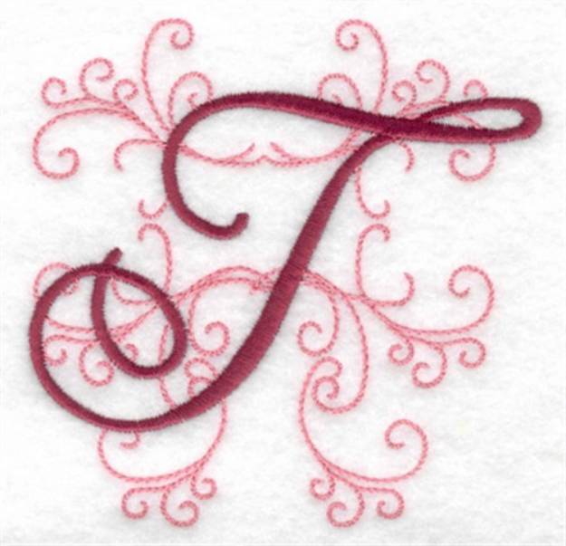 Picture of Swirl Monogram T Machine Embroidery Design