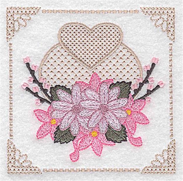 Picture of Floral Heart Machine Embroidery Design