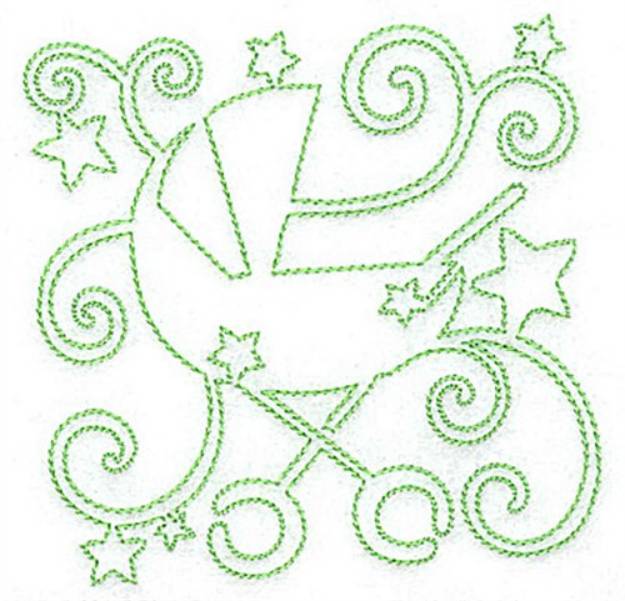 Picture of Baby Carriage Redwork Machine Embroidery Design