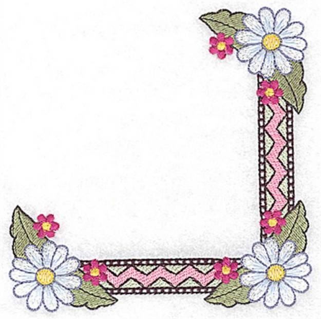 Picture of Daisy & Zigzag Corner Machine Embroidery Design