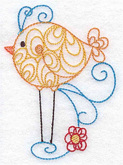 Picture of Leggy Bird Outline Machine Embroidery Design