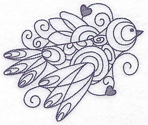 Picture of Bird & Hearts Bluework Machine Embroidery Design