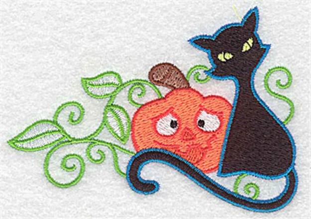 Picture of Cat & Pumpkin Machine Embroidery Design