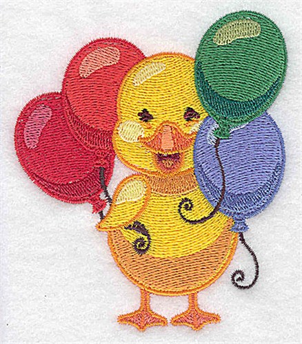 Duck With Balloons Machine Embroidery Design