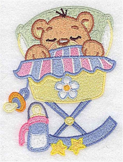 Picture of Bear in Cradle Machine Embroidery Design