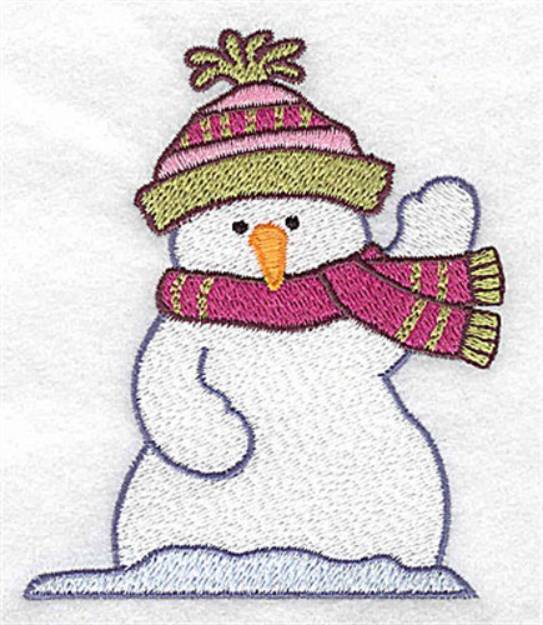 Picture of Snowman Waving Machine Embroidery Design