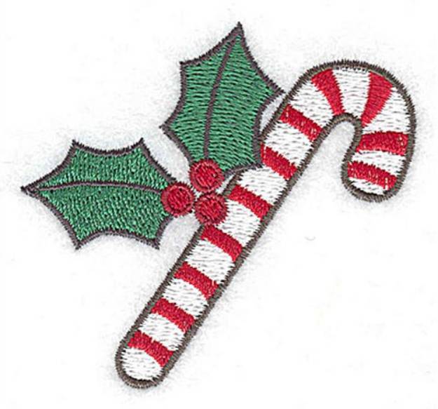 Picture of Candy Cane Holly Machine Embroidery Design