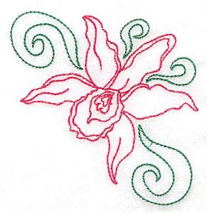 Picture of Orchid Outline Machine Embroidery Design