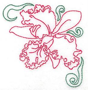 Picture of Orchid Outline Machine Embroidery Design