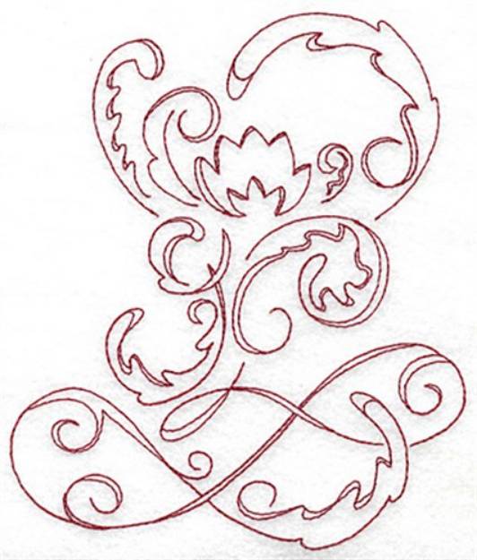 Picture of Redswork Swirl Plant Machine Embroidery Design