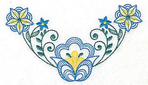 Picture of Elegant Floral Corner Machine Embroidery Design