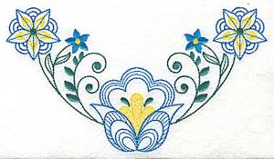 Picture of Elegant Floral Corner Machine Embroidery Design