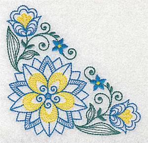 Picture of Elegant Floral Corner Machine Embroidery Design