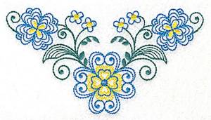 Picture of Elegant Floral Corner Machine Embroidery Design