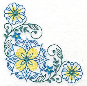 Picture of Elegant Floral Corner Machine Embroidery Design