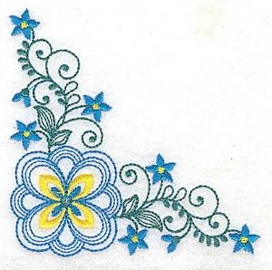 Picture of Elegant Floral Corner Machine Embroidery Design