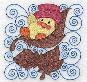 Picture of Chick In Leaf Machine Embroidery Design