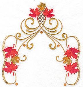 Picture of Victorian Fall Leaves Corner Machine Embroidery Design