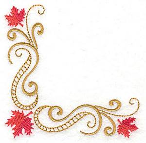 Picture of Victorian Fall Leaves Corner Machine Embroidery Design