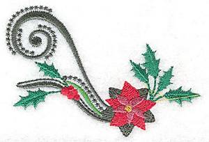 Picture of Single Poinsettia Swirl Machine Embroidery Design