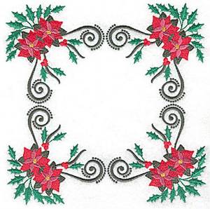 Picture of Poinsetta Square Machine Embroidery Design