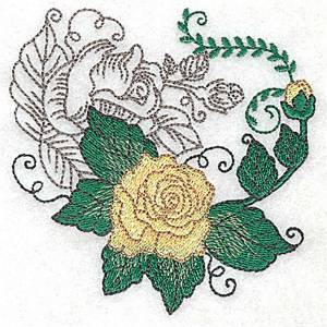 Picture of Yellow Rose Machine Embroidery Design