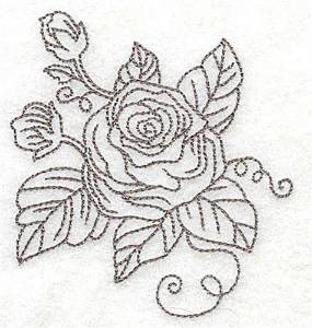 Picture of Rose Outline Machine Embroidery Design