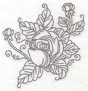 Picture of Rose Motif Outline Machine Embroidery Design