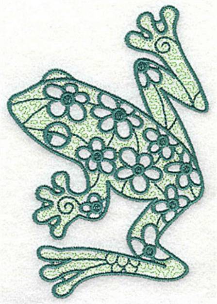 Picture of Frog & Flowers Machine Embroidery Design