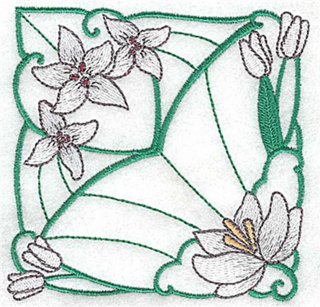 Picture of White Lily Block Machine Embroidery Design