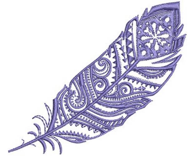 Picture of Blue Fancy Feather Machine Embroidery Design