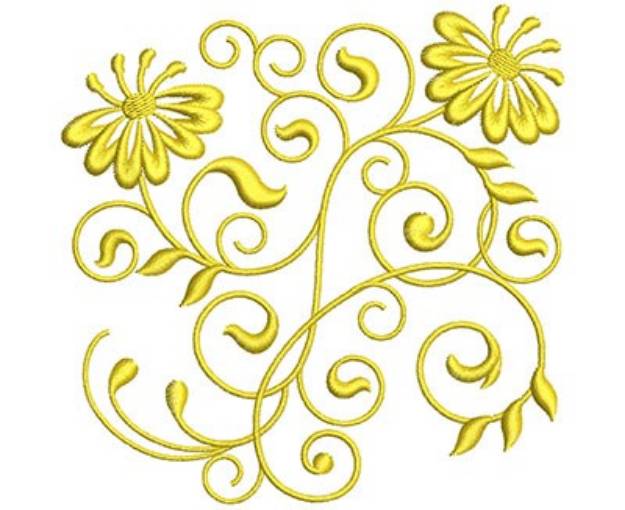 Picture of Golden Flowers Machine Embroidery Design