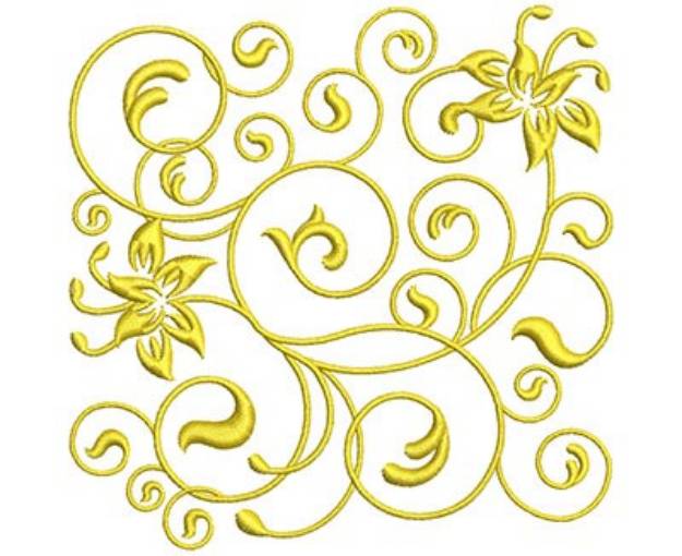 Picture of Golden Flowers Machine Embroidery Design