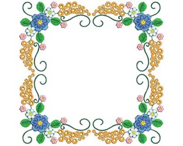 Picture of Floral Frame Machine Embroidery Design