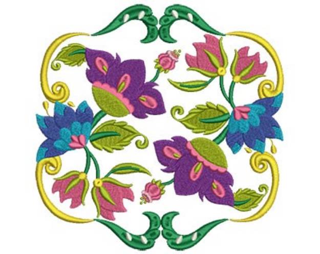 Picture of Jacobean Flowers Machine Embroidery Design