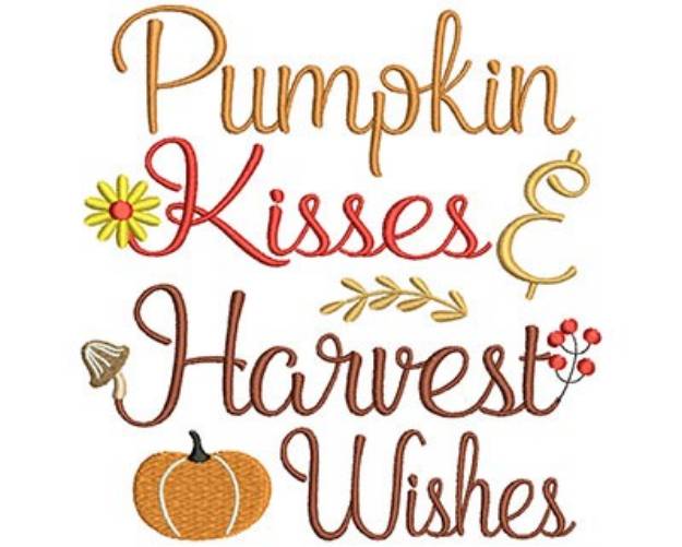 Picture of Pumpkin Kisses and Harvest Wishes Machine Embroidery Design