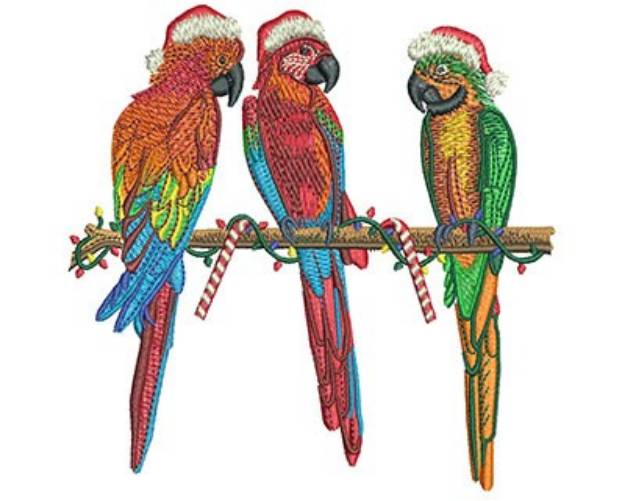 Picture of Christmas Parrots Machine Embroidery Design