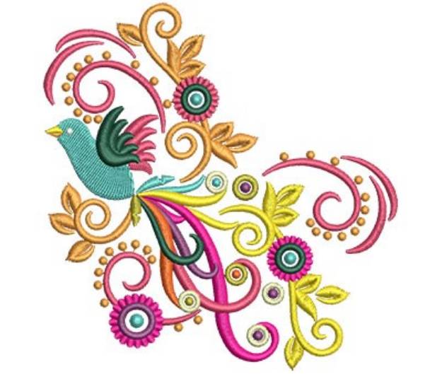 Picture of Bird Swirls Machine Embroidery Design