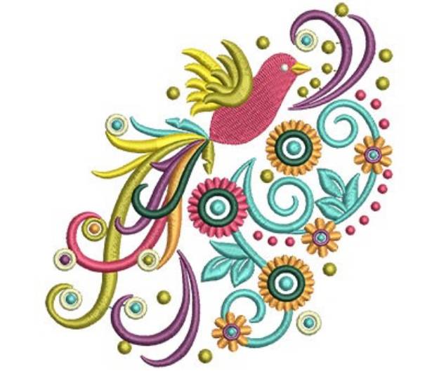 Picture of Bird Swirls Machine Embroidery Design