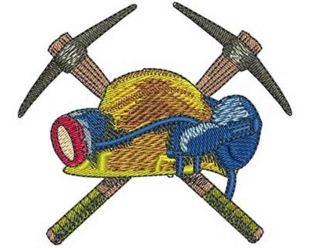 Picture of Miners Axes & Helmet Machine Embroidery Design