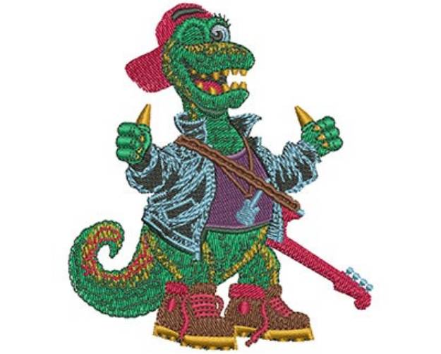 Picture of Rock N Roll Dino Machine Embroidery Design
