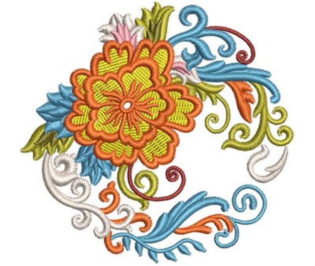 Picture of Orange Flower Fan Machine Embroidery Design