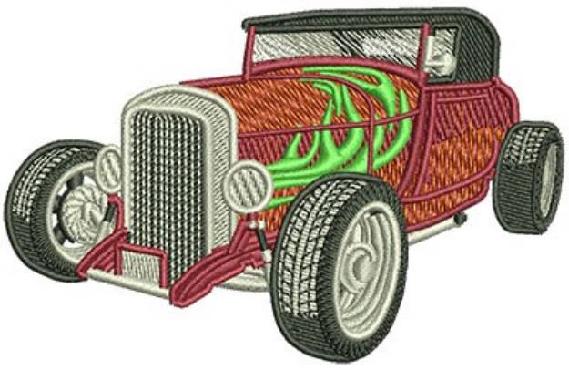 Picture of Hot Rod With Flames Machine Embroidery Design