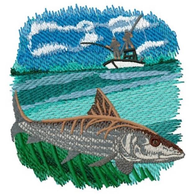 Picture of Bonefish Scene Machine Embroidery Design