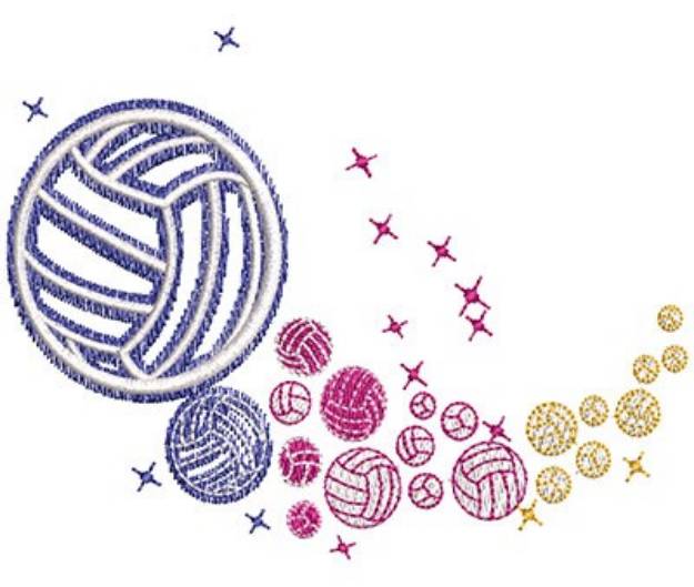 Picture of Volleyball Rainbow Glow Machine Embroidery Design